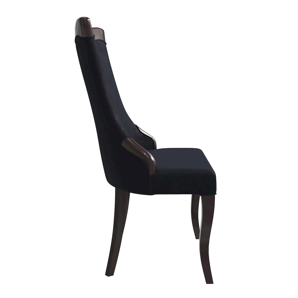 Novara Collection Modern Wooden Dining Chair in Black Velvet Set of 2