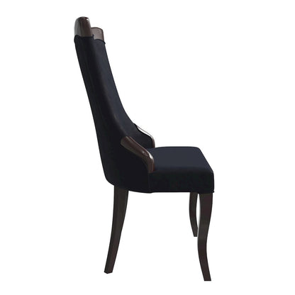 Novara Collection Modern Wooden Dining Chair in Black Velvet Set of 2