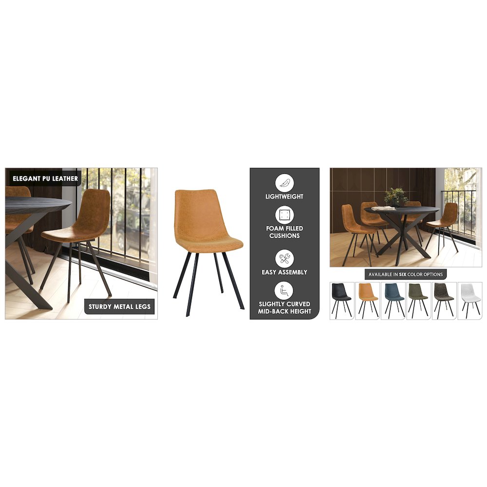 Markley Modern Leather Dining Chair With Metal Legs