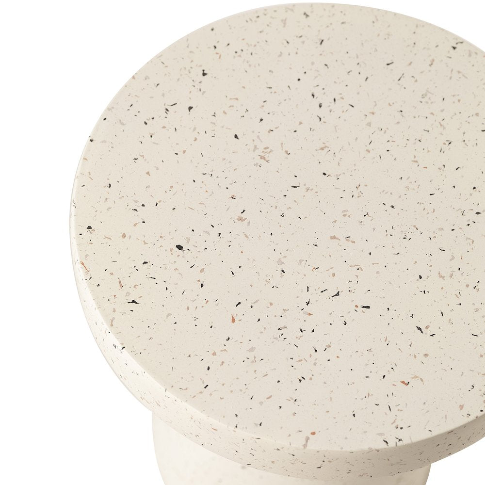 Modern Side End Table Wisp Series In Terrazzo White