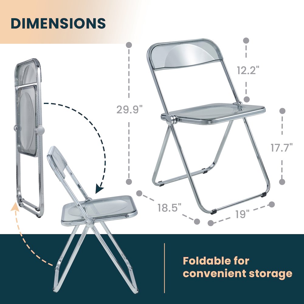 Lawrence Acrylic Folding Chair With Metal Frame, Set of 4