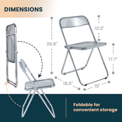 Lawrence Acrylic Folding Chair With Metal Frame, Set of 4