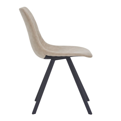 Markly Modern Leather Dining Chair With Metal Legs in Taupe