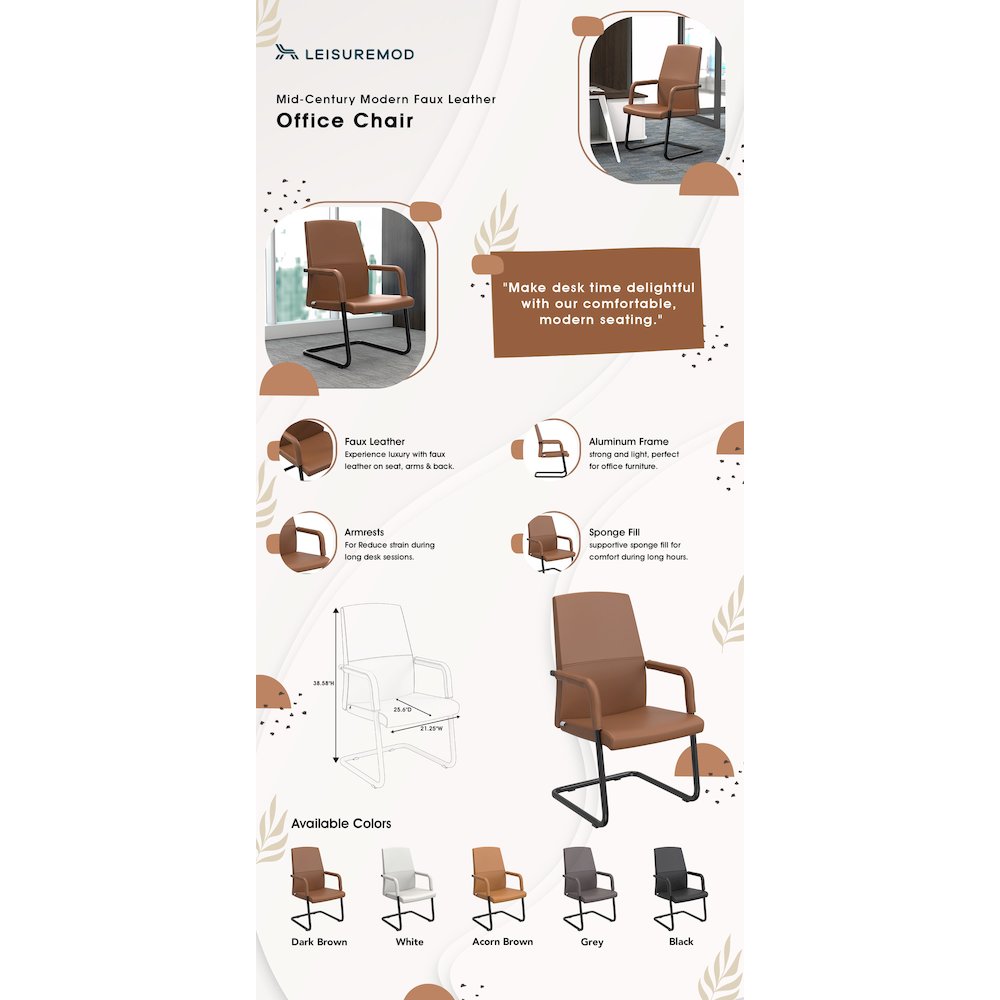 Evander Office Guest Chair in Black Leather