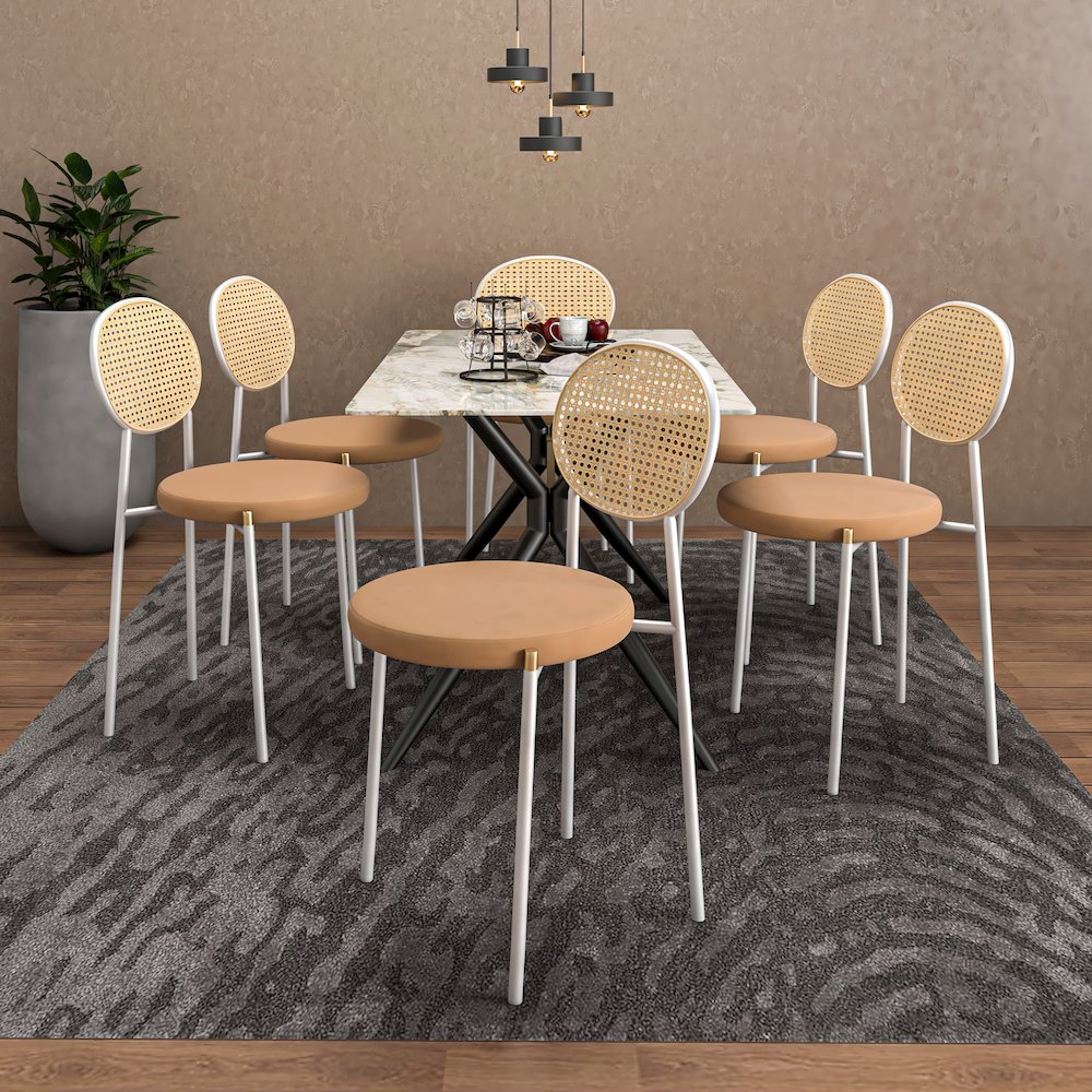 Euston Collection Modern Dining Chair White Frame In Brown