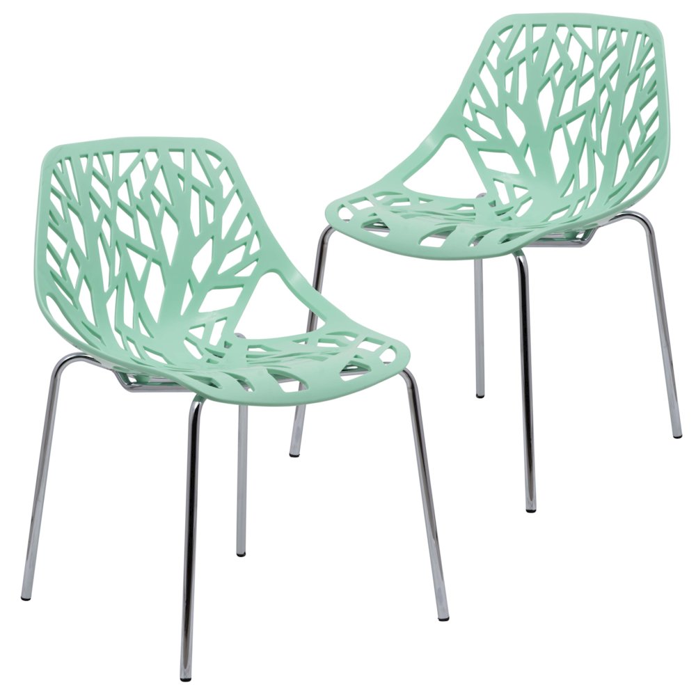 Modern Asbury Dining Chair w/ Chromed Legs, Set of 2