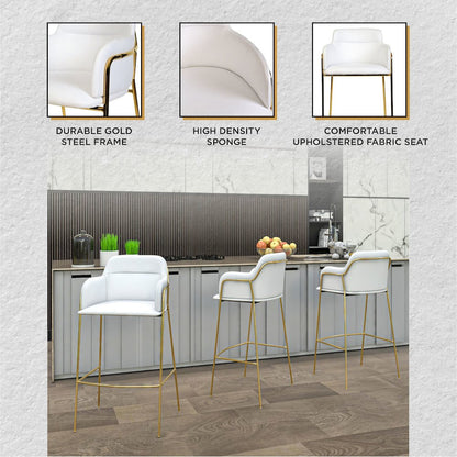 Axis Collection Modern Gold Bar height Chair in White