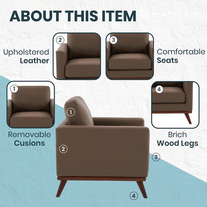 Chester Modern Faux Leather Accent Arm Chair in Taupe Leather