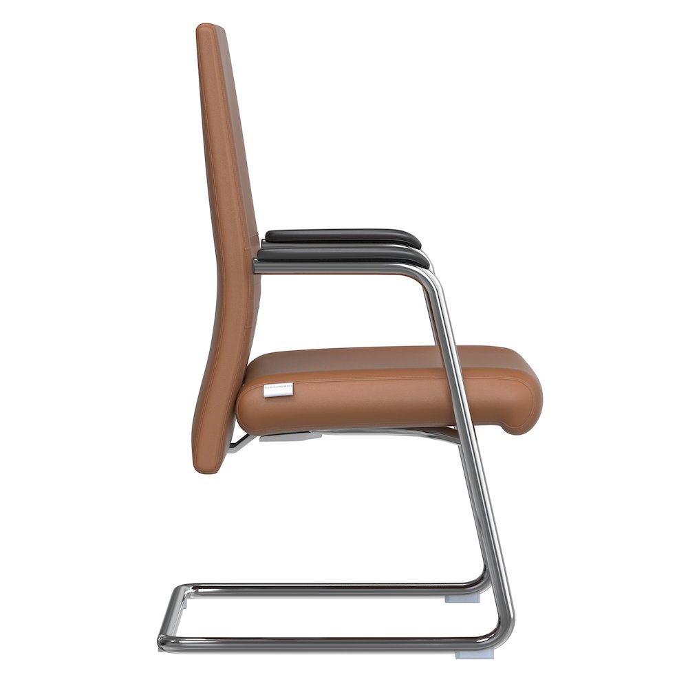 Aleen Series Guest Office Chair In Dark Brown Leather