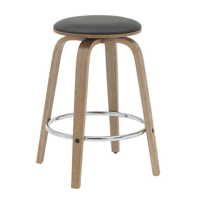 Wooden Counter Stool Pelya Collection Modern Style Washed Walnut color in Black