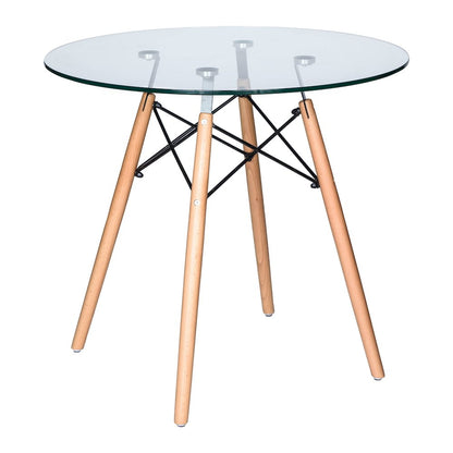 Dover 3-Piece Dining Set with Round Clear Glass Top Bistro Table in Clear