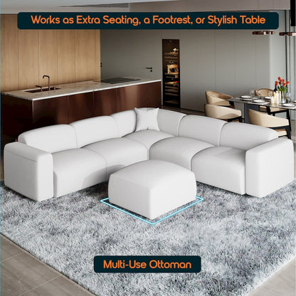 Whisper 6-Seater Conversation Set with Ottoman in Beige
