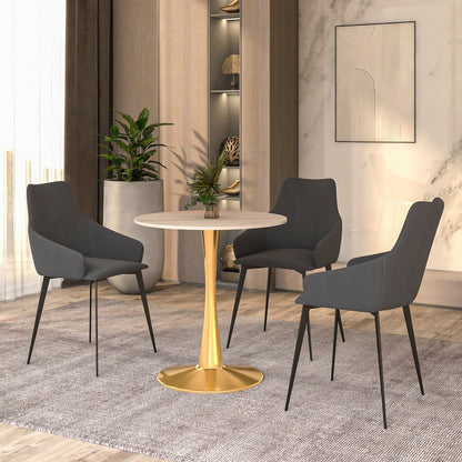 Bristol 27" round dining table Gold base with marbled MDF top