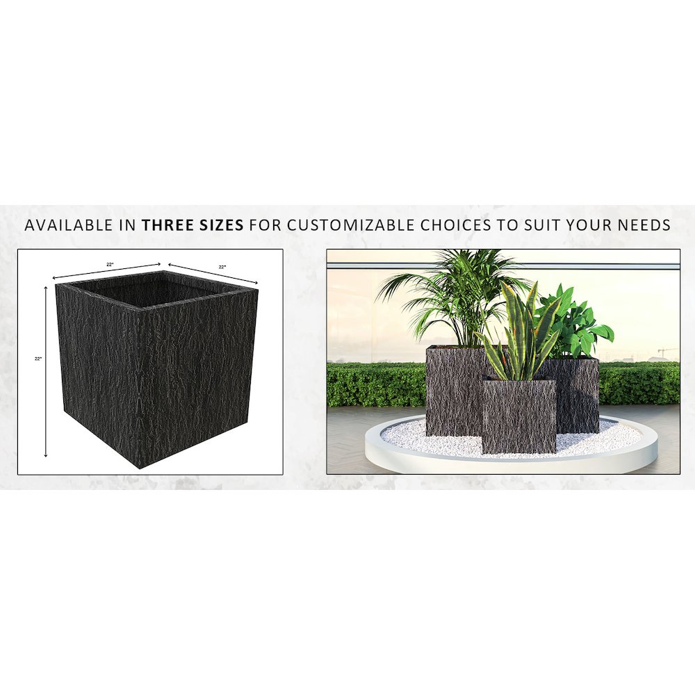 Verdura Series Cubic Poly Stone Planter in Dotted Blck 21.7 Cube