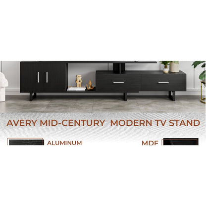 Avery Mid-Century Modern TV Stand with MDF Cabinet and Powder Coated Steel Legs