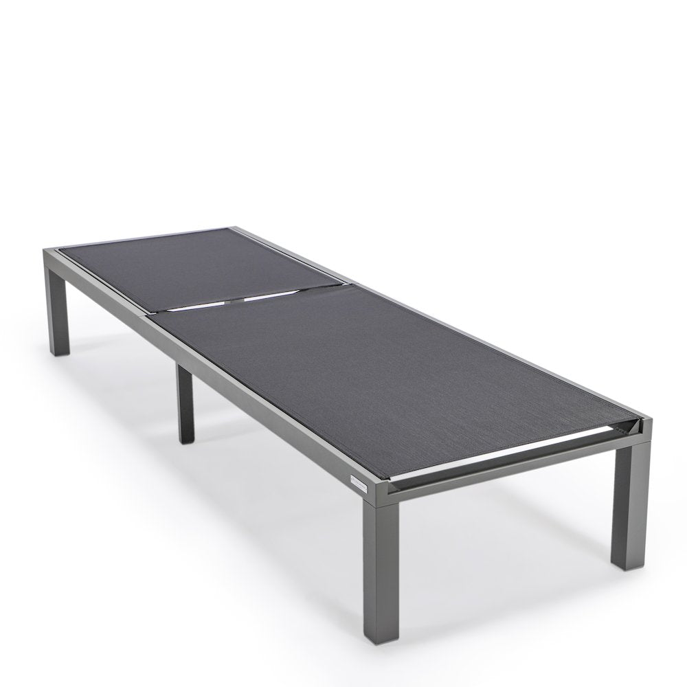 Marlin Patio Chaise Lounge Chair With Grey Aluminum Frame, Set of 2 in Black