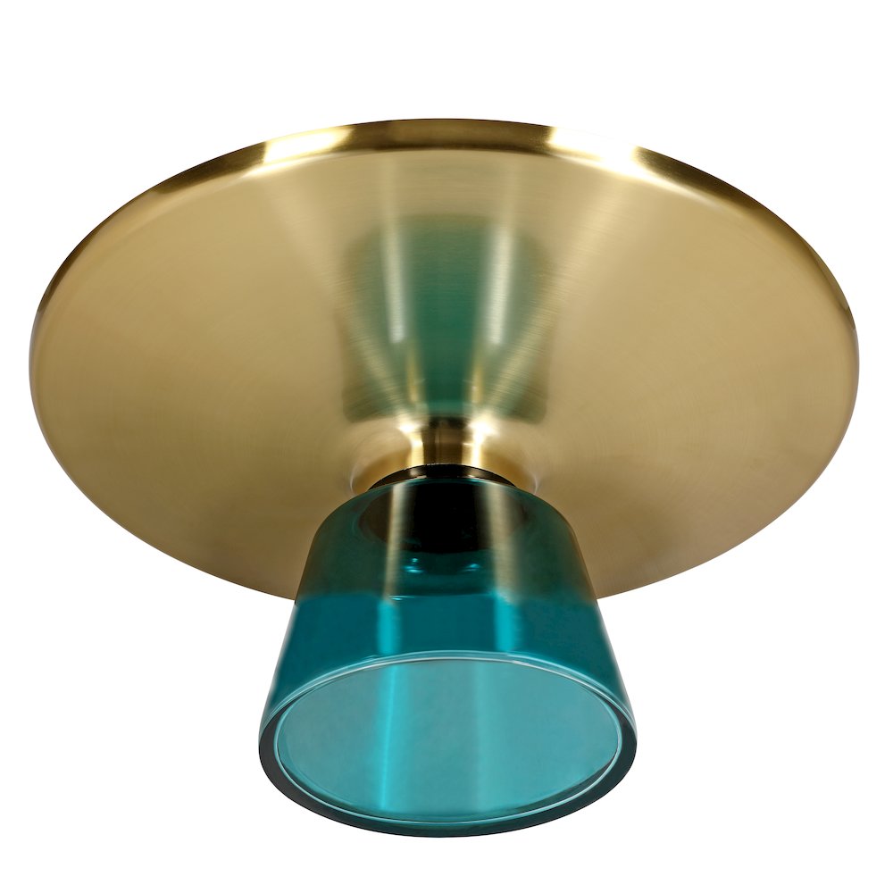 Tully Collection Glass Coffee Table Blue glass, Gold Rim with Black Glass top