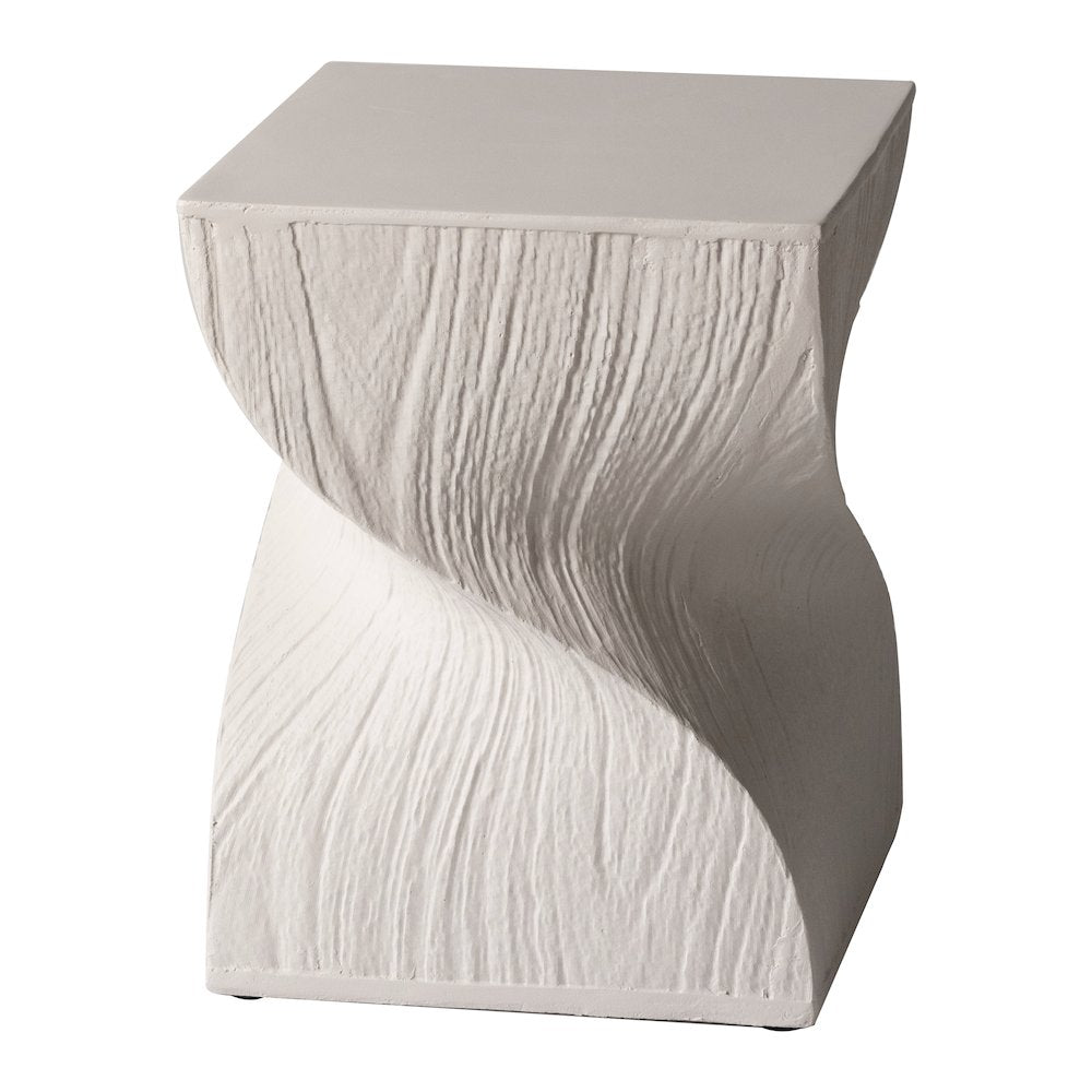 Onyx Collection Fiberglass Outdoor Side Table in Cream