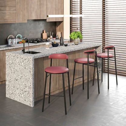 Lume Collection Modern Bar Stool in Burgundy