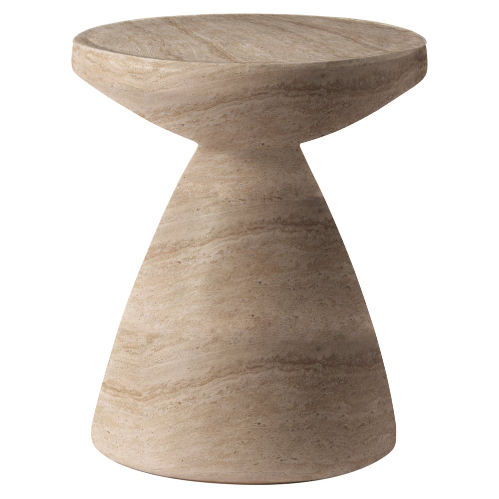 Dune Collection Fiberglass Outdoor Side Table in Travertine