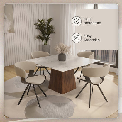 Wooden Dining Chair in Light Taupe