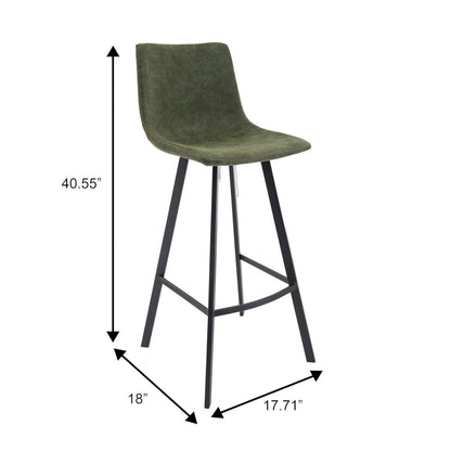 Elland Modern Upholstered Leather Bar Stool With Iron Legs & Footrest