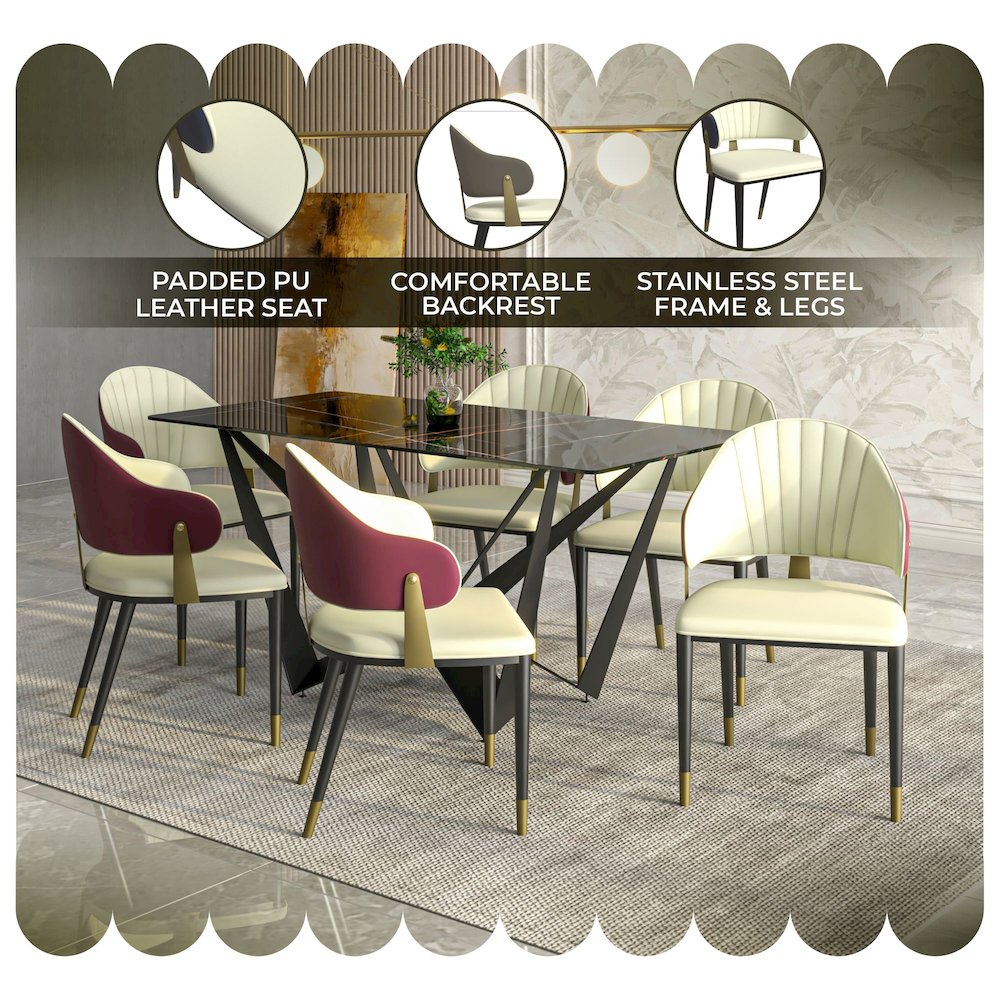 Aria Series Modern Dining Chair in Red Set of 4