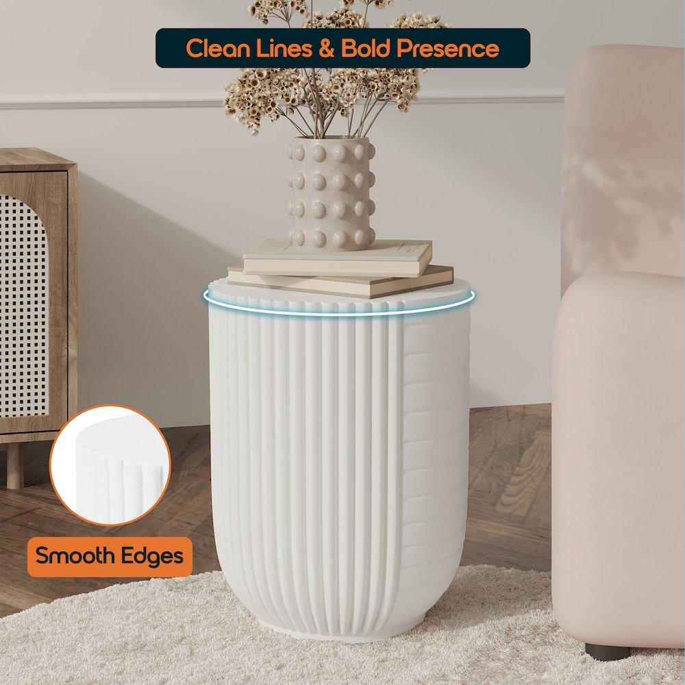 Modern Side End Table Trove Series In White