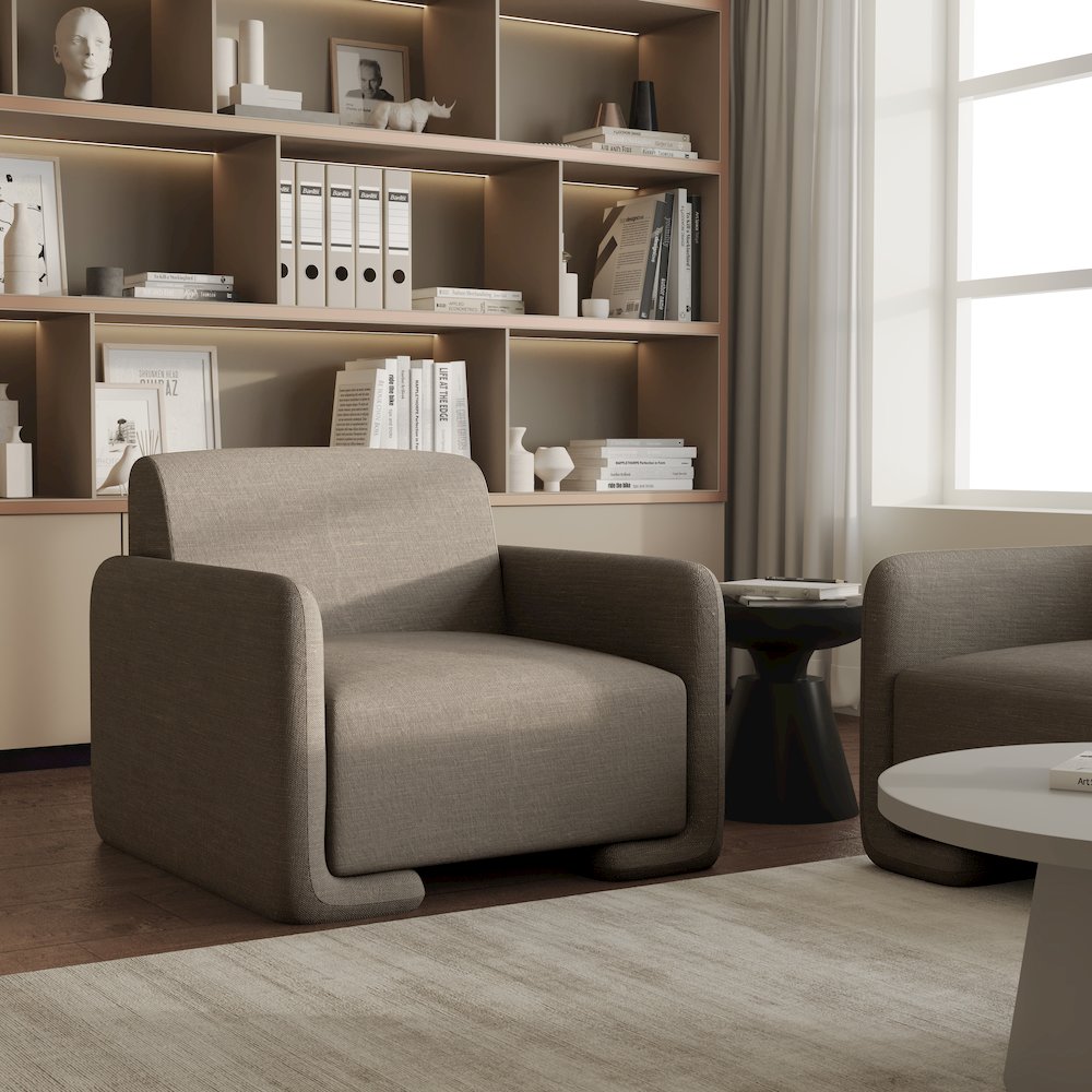 Nyta Collection Modern Accent Chair in Grey Linen