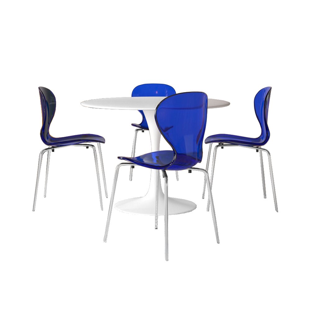 5-Piece Dining Set Round White MDF Dining Table