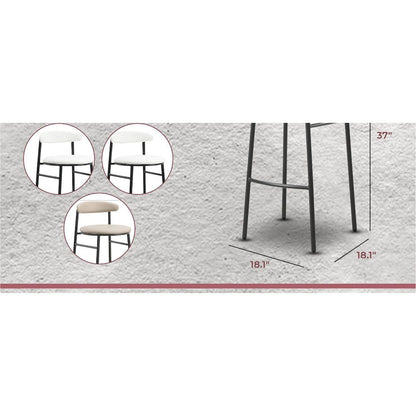 Lume Collection Modern Bar Stool in Burgundy