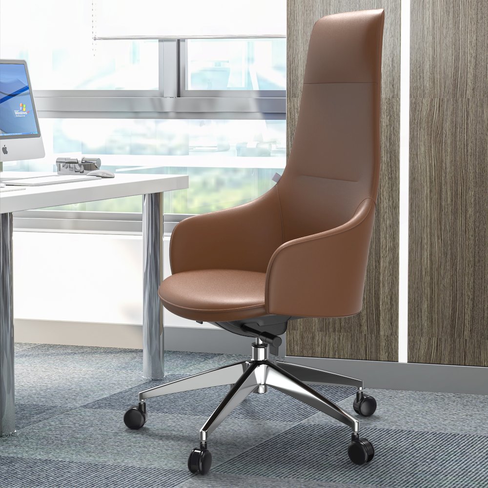 Celeste Series Tall Office Chair in Dark Brown Leather