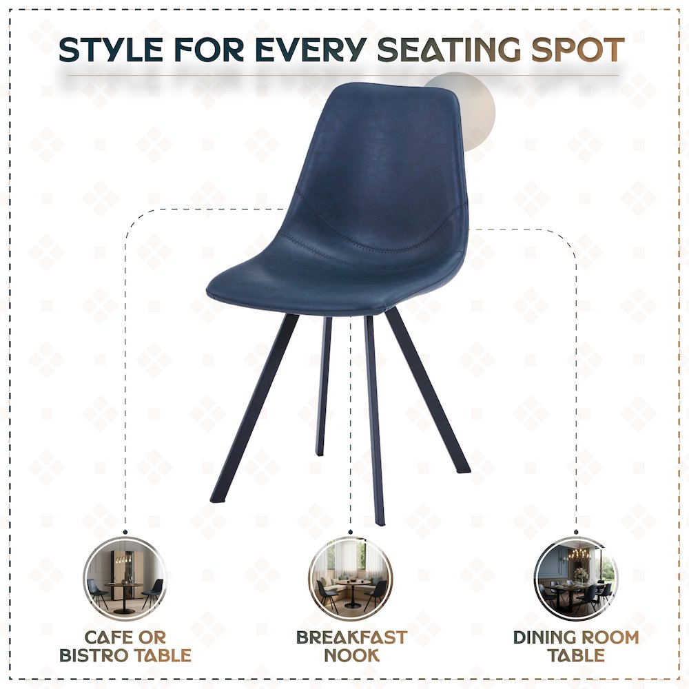Markley Modern Leather Dining Chair With Metal Legs