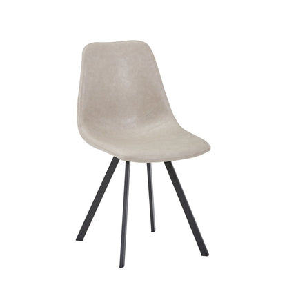 Markley Modern Leather Dining Chair With Metal Legs, Light Grey