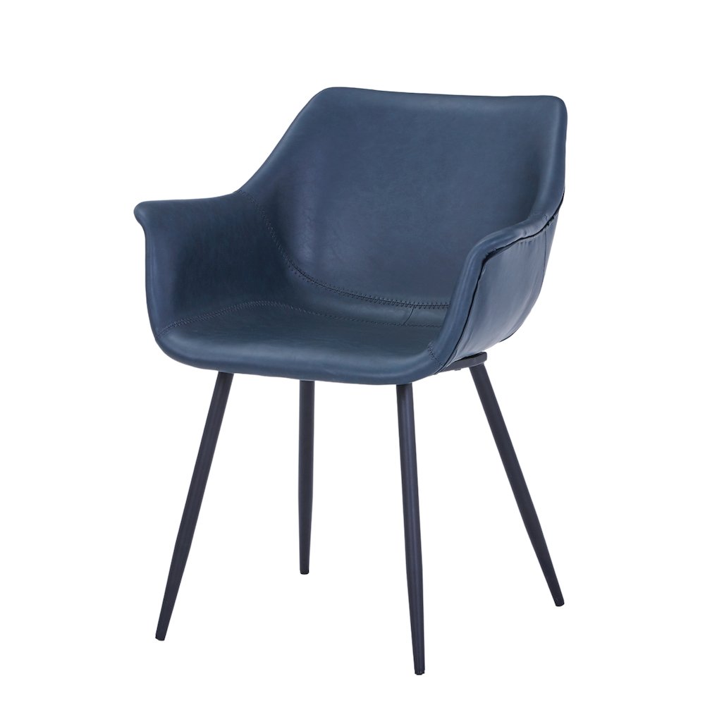 Markley Modern Leather Dining Arm Chair With Metal Legs