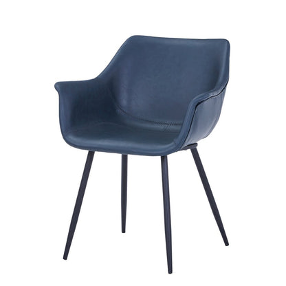 Markley Modern Leather Dining Arm Chair With Metal Legs