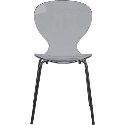 Modern Oyster Transparent Side Chair in Black Base set of 4
