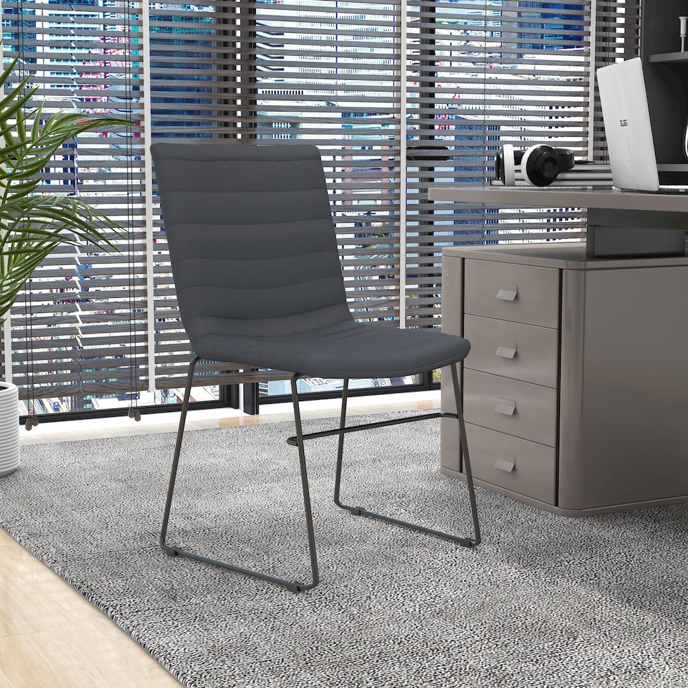 Zylar Series Office Guest Chair in Grey Leather