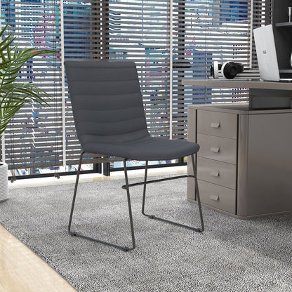 Zylar Series Office Guest Chair in Grey Leather