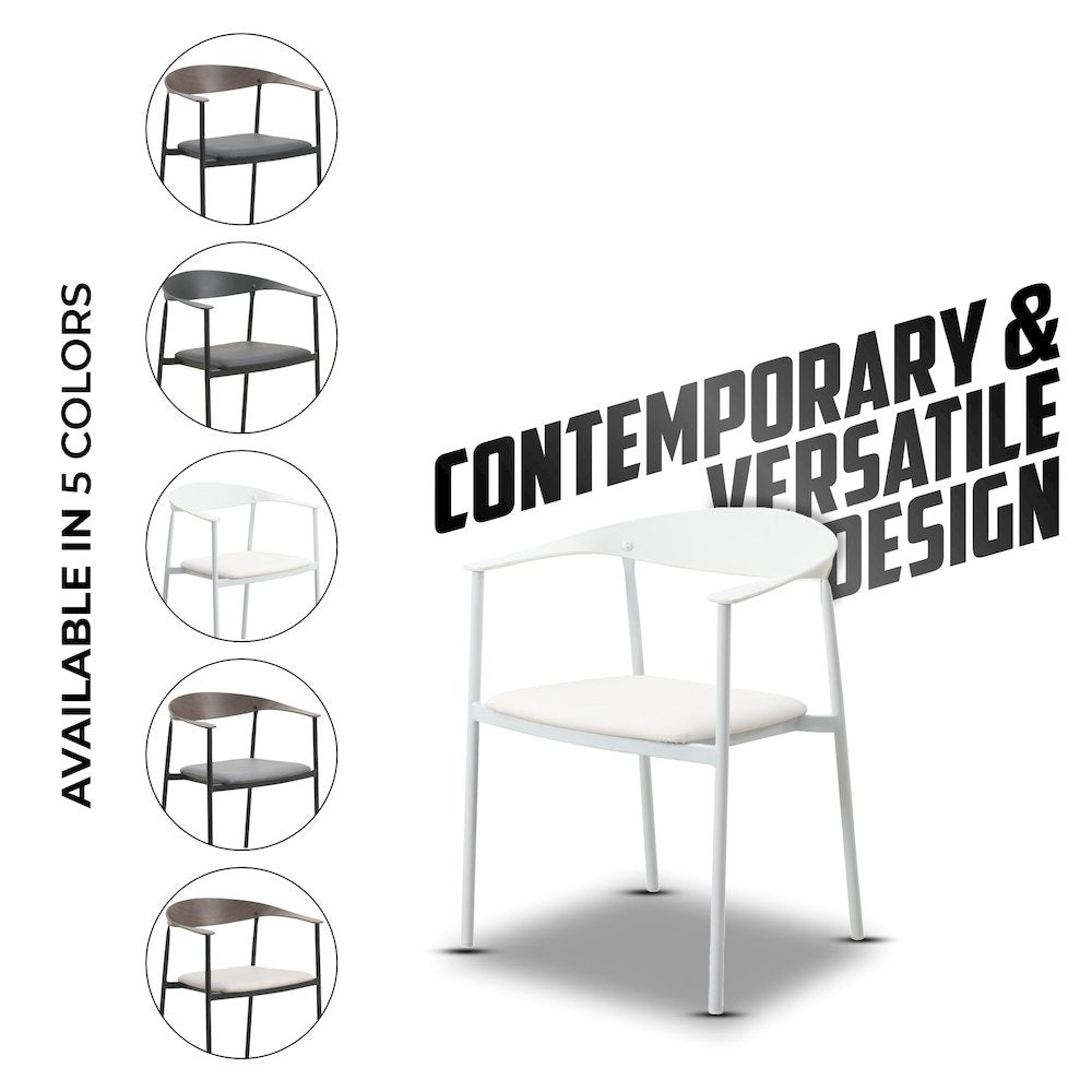 Kora Collection Modern Dining Chair in White - Set of 2