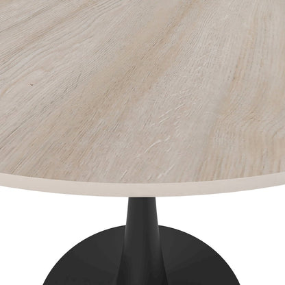 Bristol 31" Round Dining Table Black Base with Sintered Stone Natural Wood Top
