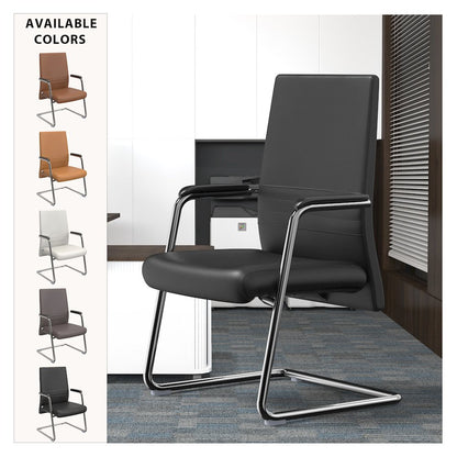 Aleen Series Guest Office Chair In Black Leather