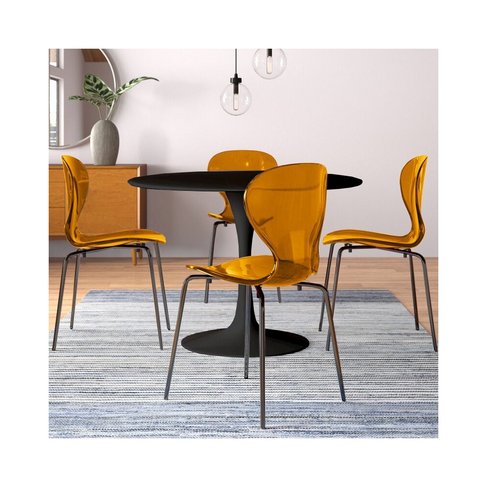 5-Piece Dining Set Round Black MDF Dining Table