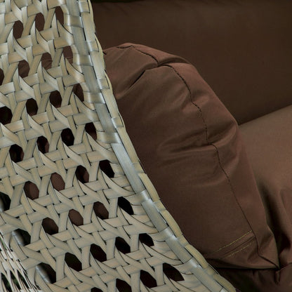 Beige Wicker Hanging 2 person Egg Swing Chair