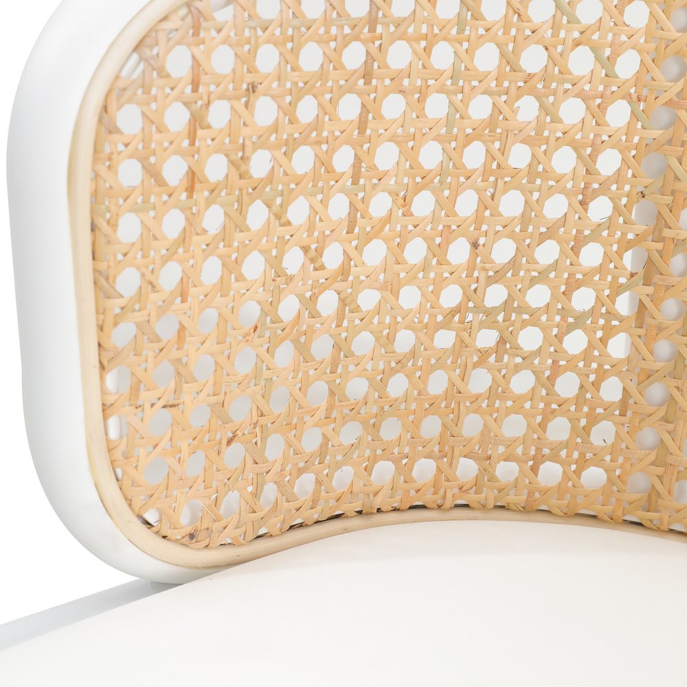 Ervilla Mid-Century Modern Wicker Bar Stool in White