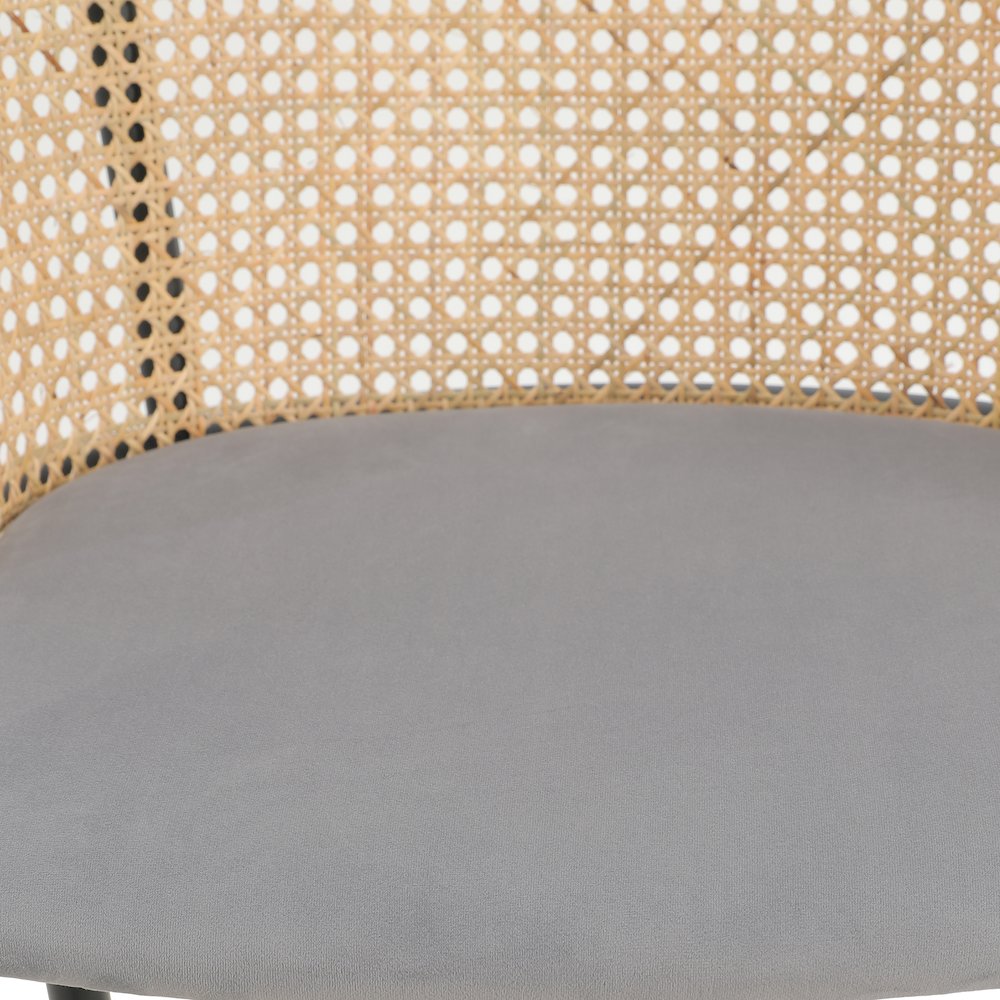 Ervilla Mid-Century Modern Wicker Bar Stool in Grey