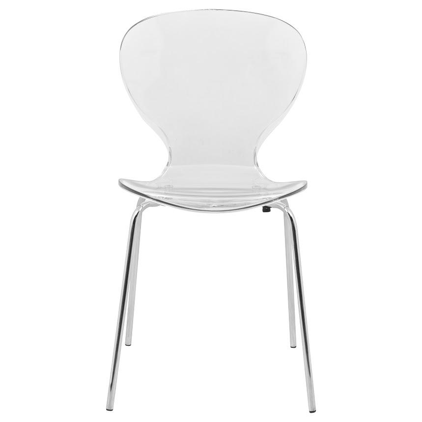 Modern Oyster Transparent Side Chair, Set of 2