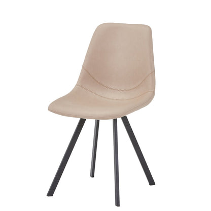 Markly Modern Leather Dining Chair With Metal Legs in Taupe