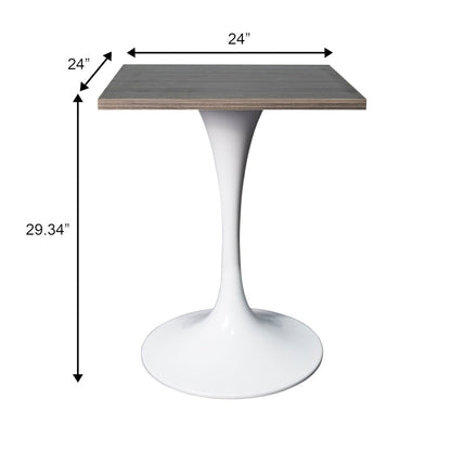Verve Collection 24 Square Dining Table, White Base with Dark Maple MDF Top