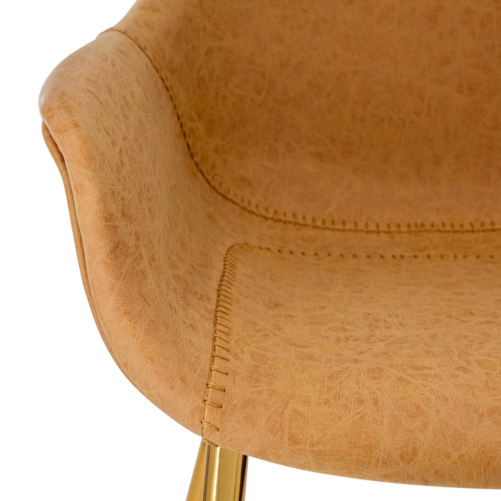Markley Modern Leather Dining Arm Chair With Gold Metal Legs